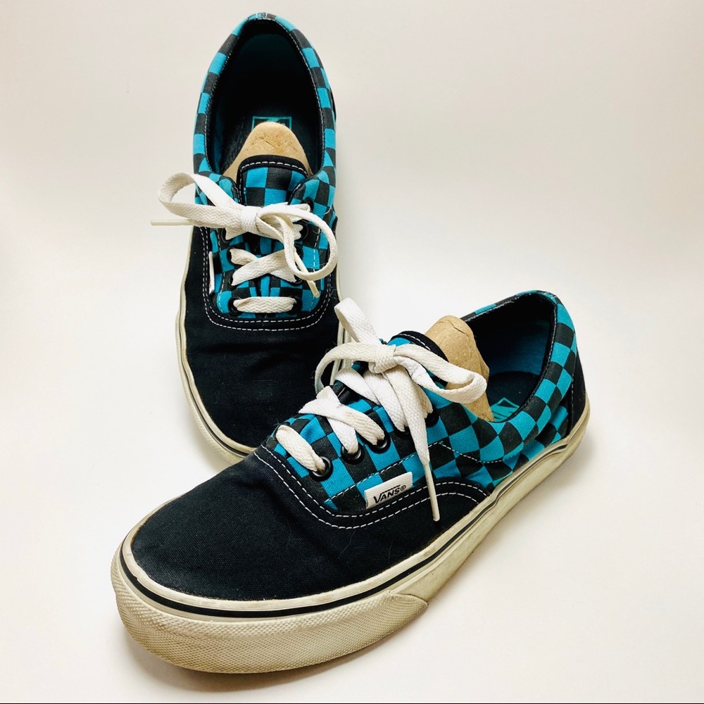 Vans Era Checkered Teal and Black Sz 8
